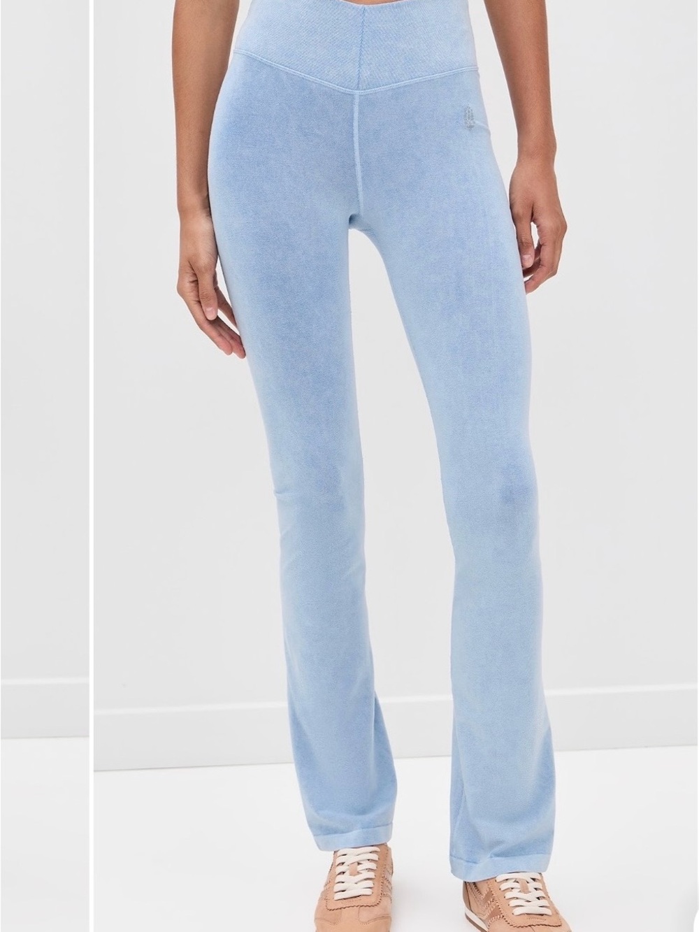 Free People Dusty Blue Velour Flare Pants